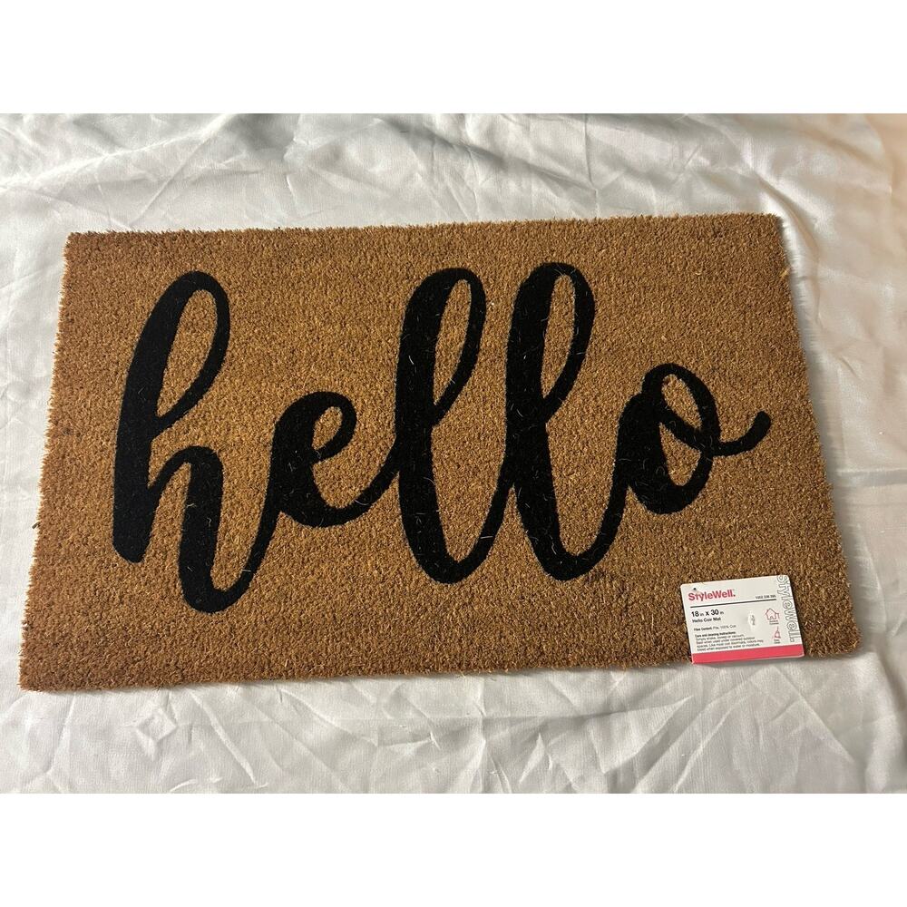 Indoor Outdoor Hello Doormat Coir Rubber Non-Slip Mat Entryway Floor Cleaning US